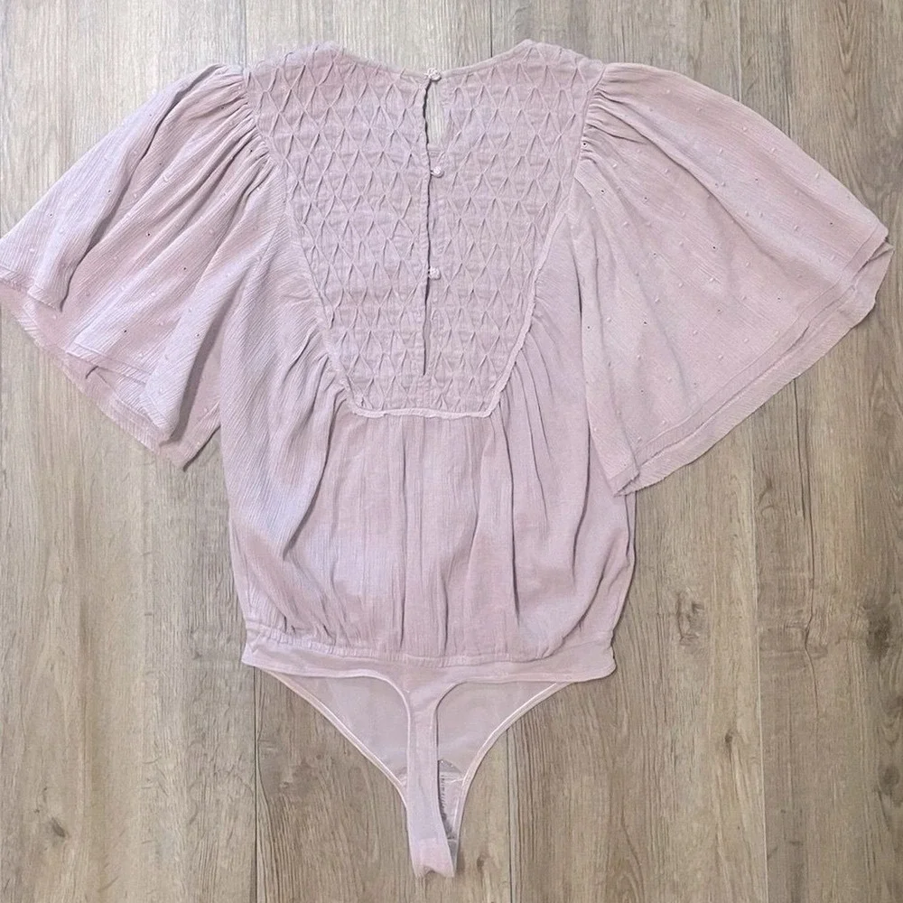 Free‎ People Intimately Bodysuit Perfect Catch Flutter Sleeve Shirt Womens XS